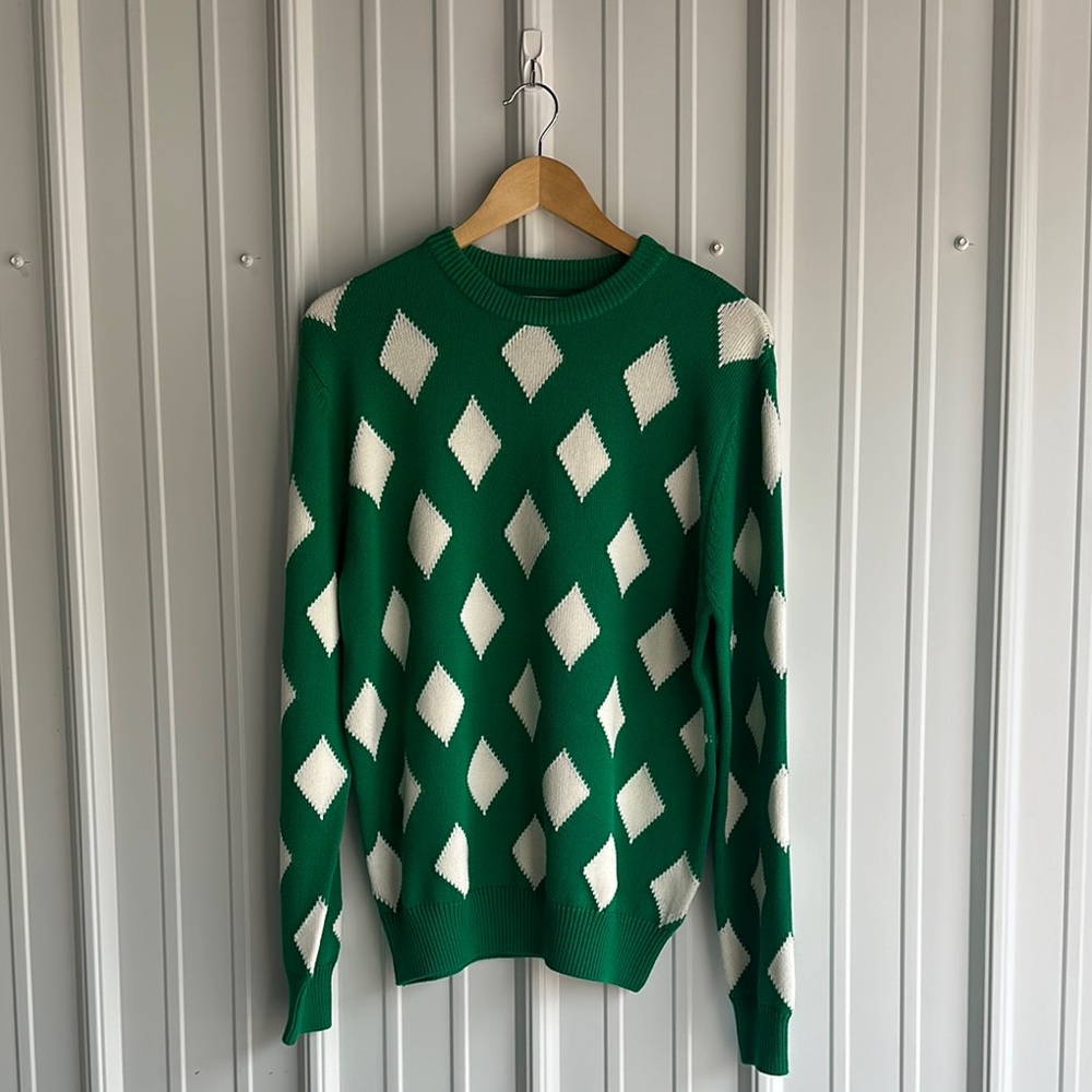 NWT Bogey Boys Green and White Crewneck Sweater